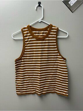 Madwell Women’s Brown & White Striped Tank Top